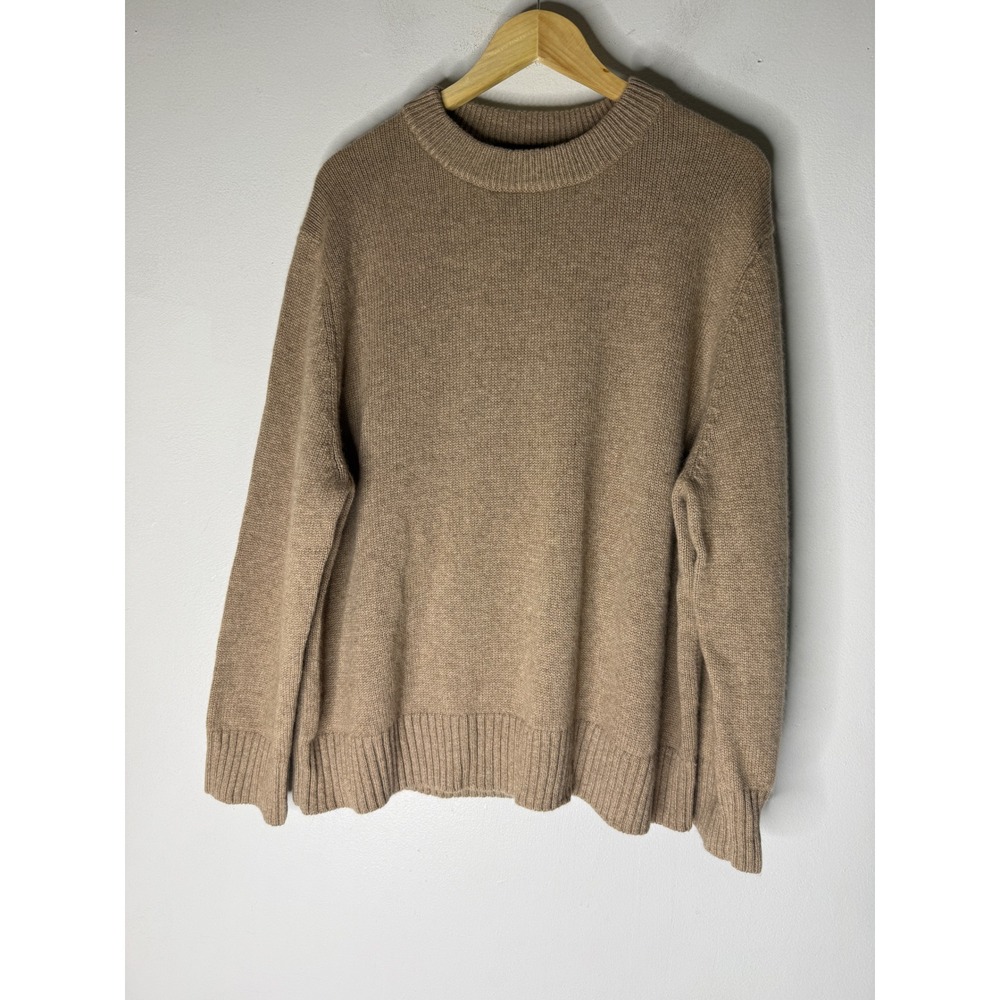 Jenni Kayne Everyday Sweater XXL Taupe Brown 100% Cashmere Crewneck 538-7411-A25